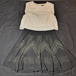 Karen Millen Black and Cream Skirt Set
